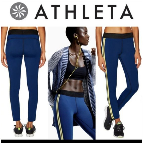 Athleta x Derek Lam 10C Side Zip Leggings Small Blue Yellow Black Athleisure - Picture 1 of 6